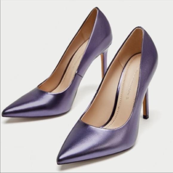 Zara Shoes - NWT’S Zara Purple Metallic Stilettos Pumps 7.5 38
